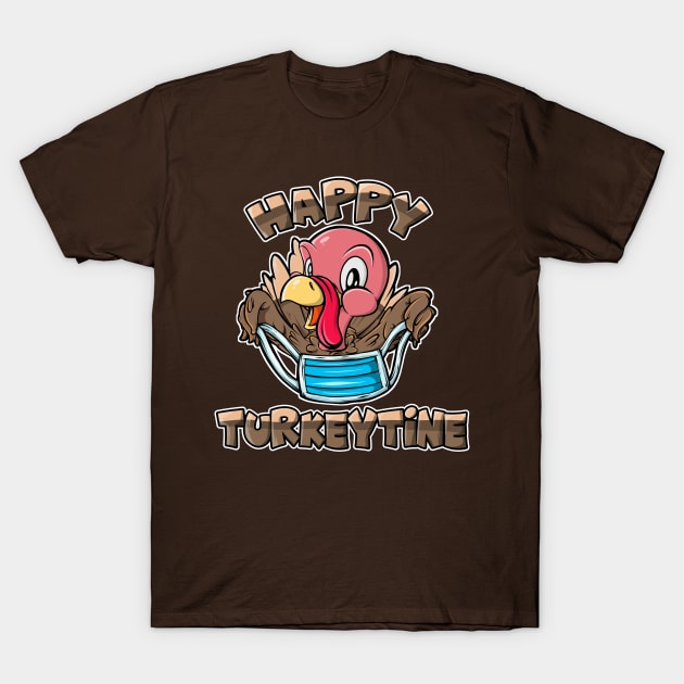 Turkeytine Shirt Funny Thanksgiving 2020 Turkey Wearing Mask T-Shirt by SWIFTYSPADE